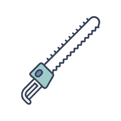 Illustration of a Blue Hand Saw on Black Background