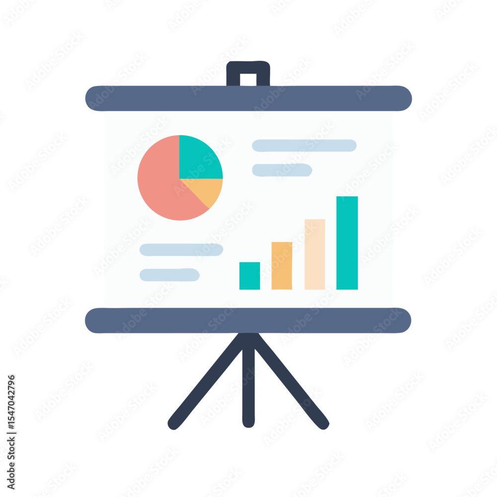 Poster presentation board showing pie chart and bar graph visuals
