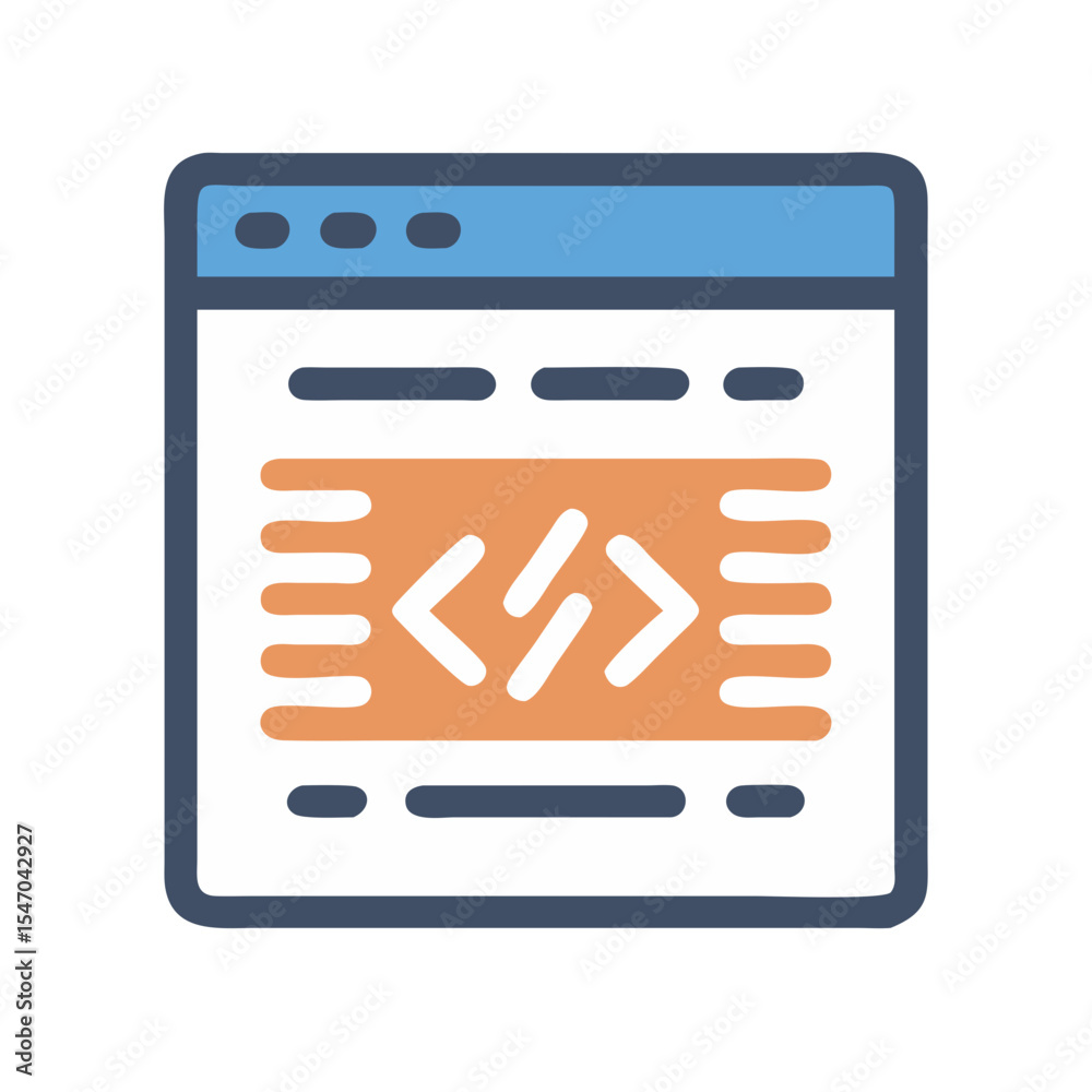 Poster code window depicting programming concepts in a stylized manner