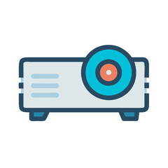 Digital projector vector icon with vibrant color palette
