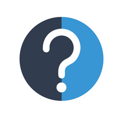 Question mark symbol in blue circle on black background