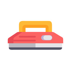 Flat illustration of retro iron box on black background