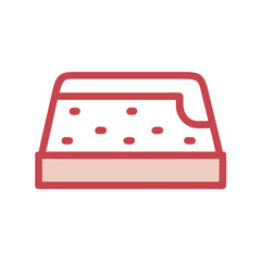 Graphic flat illustration of a bitten frosted cake slice