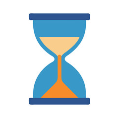Stylish blue hourglass graphic element with beige sand flow