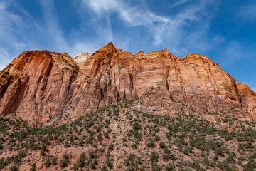 Sedimentary rocks.  bottom of the Zion-Mt. Carmel Highway. Zion National Park, Utah