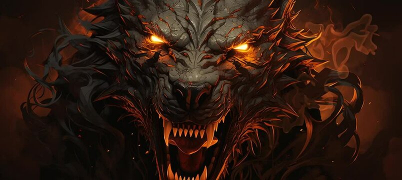 fenrir ifrit vector illustration