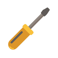 Flat vector screwdriver illustration on plain black background studio