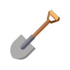 Isolated cartoon-style shovel for gardening and outdoor work themes
