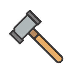 Simple flat design illustration of a wooden mallet icon