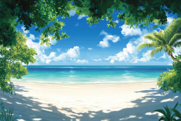 Summer season for beach background, illustration