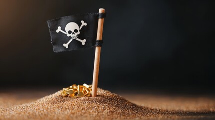 A pirate flag marking the spot where treasure is buried