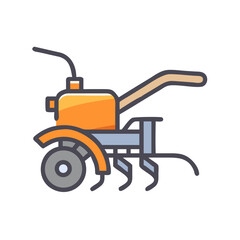 Colorful line art vector of agricultural rotary tiller