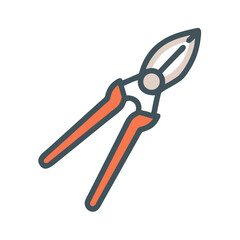 Stylized gardening shears icon on a black background flatly