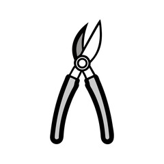 Minimalist pliers illustration with high contrast in black background