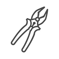 Gray outline of pliers against a dark black backdrop