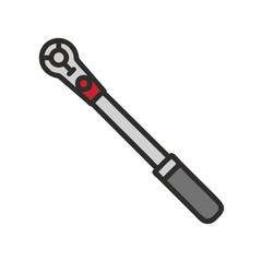 Isolated torque wrench icon on black background for tool concept
