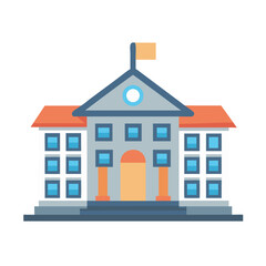 Flat illustration of a classic public building with flag