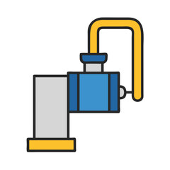 Simple flat industrial pump system on black background