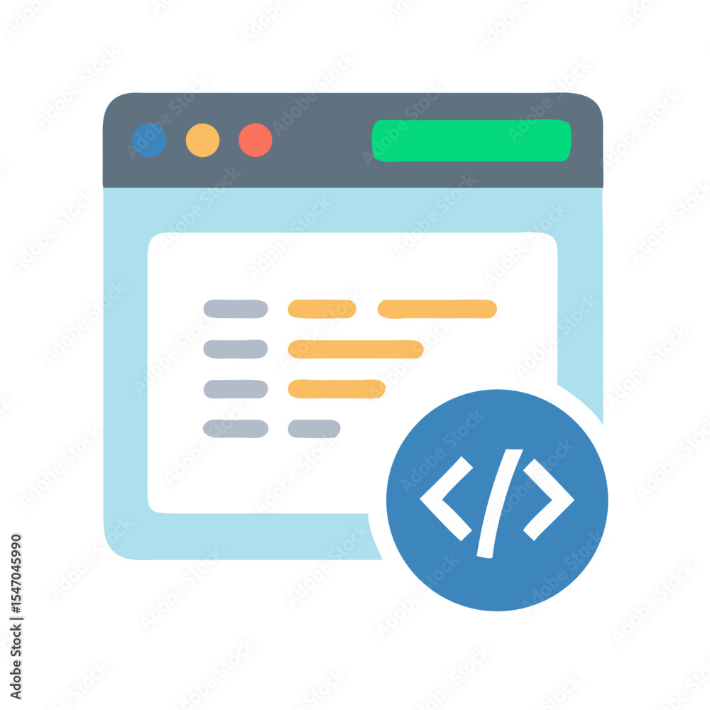 Poster web development window icon with code symbol design