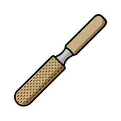 Illustration of rasp file for woodworking with handle