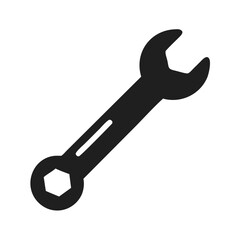 Gray wrench tool isolated on black background illustration asset