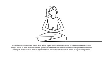 One line meditates. Abstract minimal continuous line.