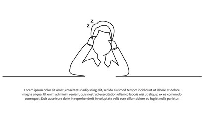 One line a man has a headache. Abstract minimal continuous line.