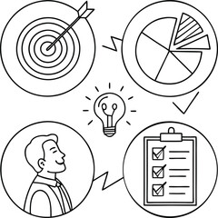 "Creative Project Management Concept with Goals, Charts, and Teamwork Elements"