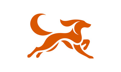 Abstract orange dog running logo design ai generated
