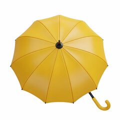Bright Yellow Umbrella with Curved Handle for Rainy Days