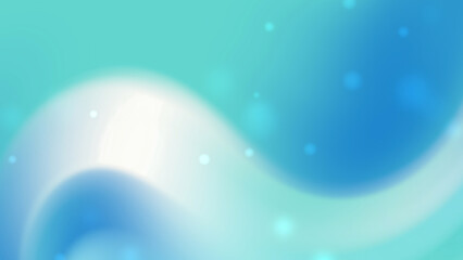 Aqua Blue Gradient Wave Background with Glowing Soft Light Bokeh