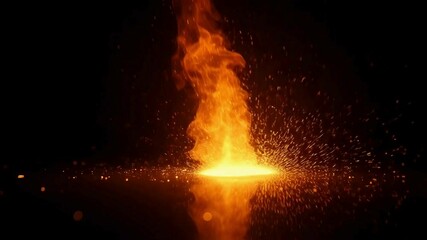 Fiery Inferno  Blazing Column of Fire with Sparks and Glowing Embers - Powered by Adobe