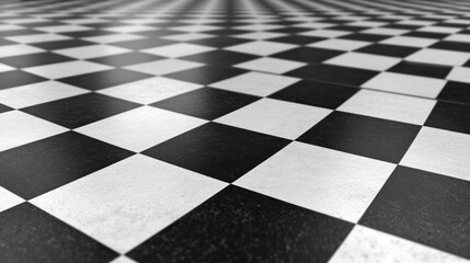 Classic Black and White Checkerboard Pattern Floor