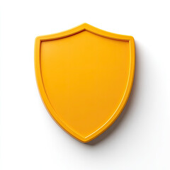 Yellow shield icon with smooth surface and shadow