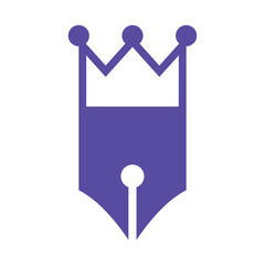 pen drawing with crown, logo design inspirations
