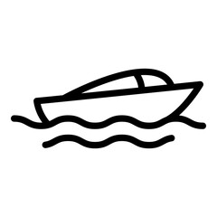 Speedboat Icon. Fast Watercraft Illustration in Line Style