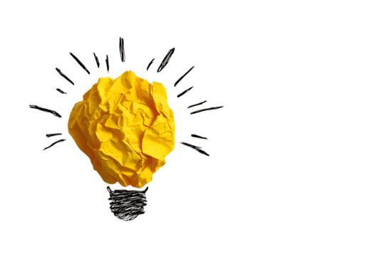 Creative idea concept,  crumpled paper as lightbulb