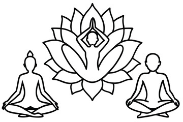 Obraz premium Serene Yoga Practice Lotus Flower Pose and Meditation Illustration