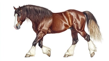 Powerful brown horse in profile