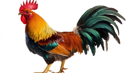 Rooster profile against white