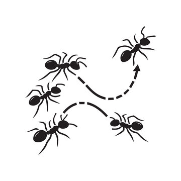 black ants following dotted path clip art preview