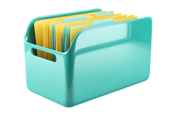 Organized desktop storage solution with hanging files.