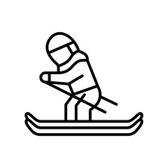 Lineart Icon skiing for tourism agency and vacation booking design elements