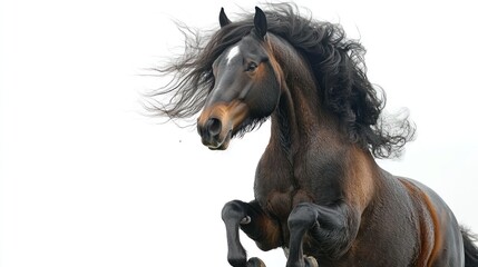 Powerful horse in mid-air