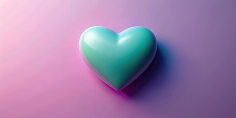 Minimalist heart in lavender and teal tones on soft gradient pink background