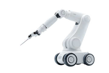 Close up of a robotic arm performing a precision task.