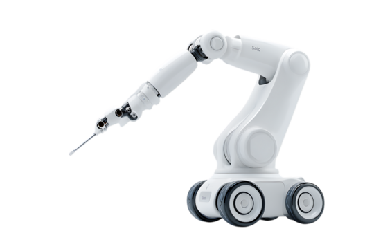 Close up of a robotic arm performing a precision task.