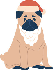 Cute dog wearing santa hat