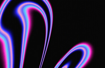 Abstract dynamic neon light trails patterns in purple, blue, pink colors flowing on black backdrop with copy space for glowing, futuristic, energy, electric, illumination design