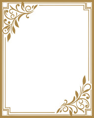 Elegant gold floral corner border frame design with clean white background, ideal for invitations, greeting cards, certificates, decorative templates, and luxury branding presentations.